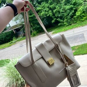 Steve Madden Cream Shoulder Bag with Gold Accents